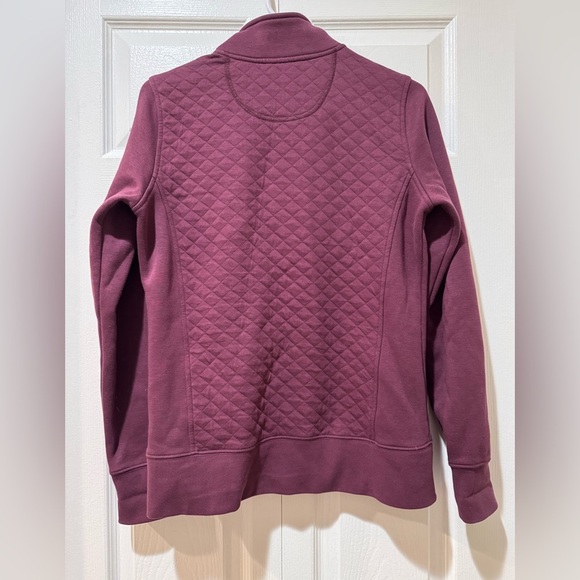 L.L. Bean Women's Quilted Full-Zip Sweatshirt. Dark plum. - Picture 4 of 14
